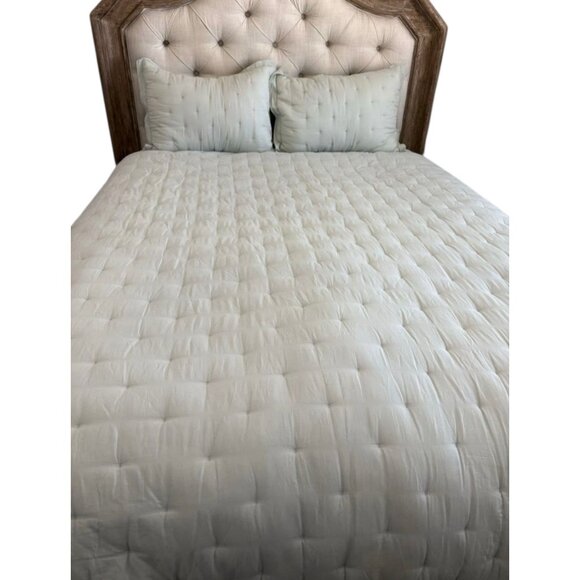 Pottery Barn Comforter Set 2 STD Shams Aqua Blue Cotton Sz F/Q Discontinued Item - Picture 2 of 11